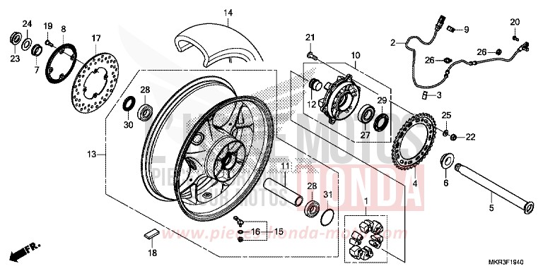 ROUE ARRIERE von CBR1000RR SP SP1 SP2 MAT PEARL MORION BLACK (NHC33) von 2020